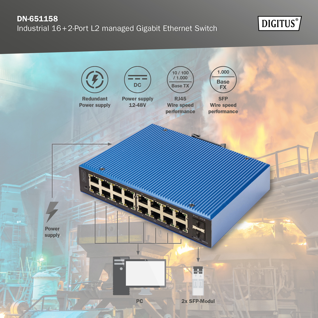 Industriële 16+2-poorts L2 Managed Gigabit ethernetswitch - Afbeelding 7