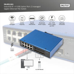 Industriële 8 + 4 10G uplink poort L3 beheerde Gigabit Ethernet PoE switch - Afbeelding 8