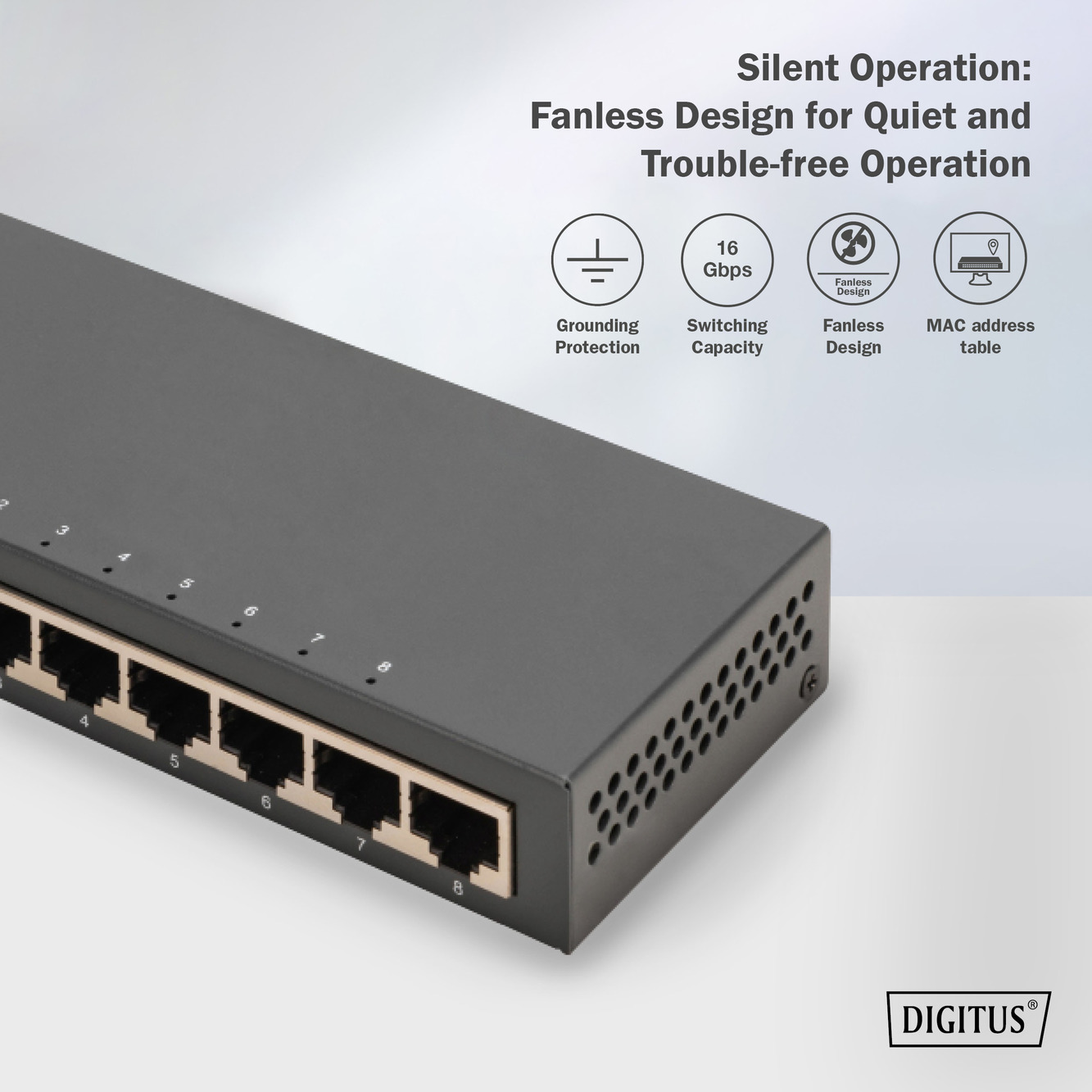 8-poorts Gigabit-switch, desktop, onbeheerd, metalen behuizing - Afbeelding 7