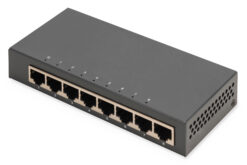 8-poorts Gigabit-switch, desktop, onbeheerd, metalen behuizing