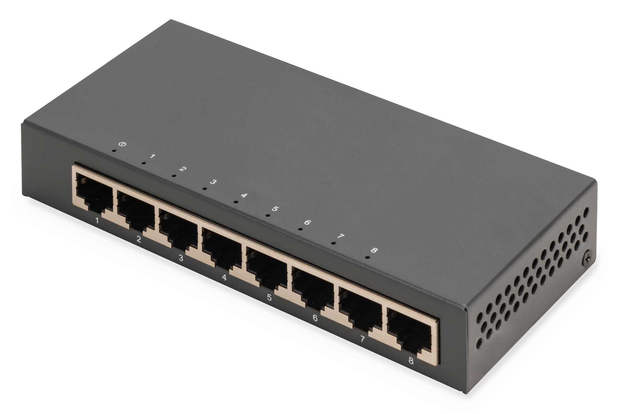 8-poorts Gigabit-switch, desktop, onbeheerd, metalen behuizing