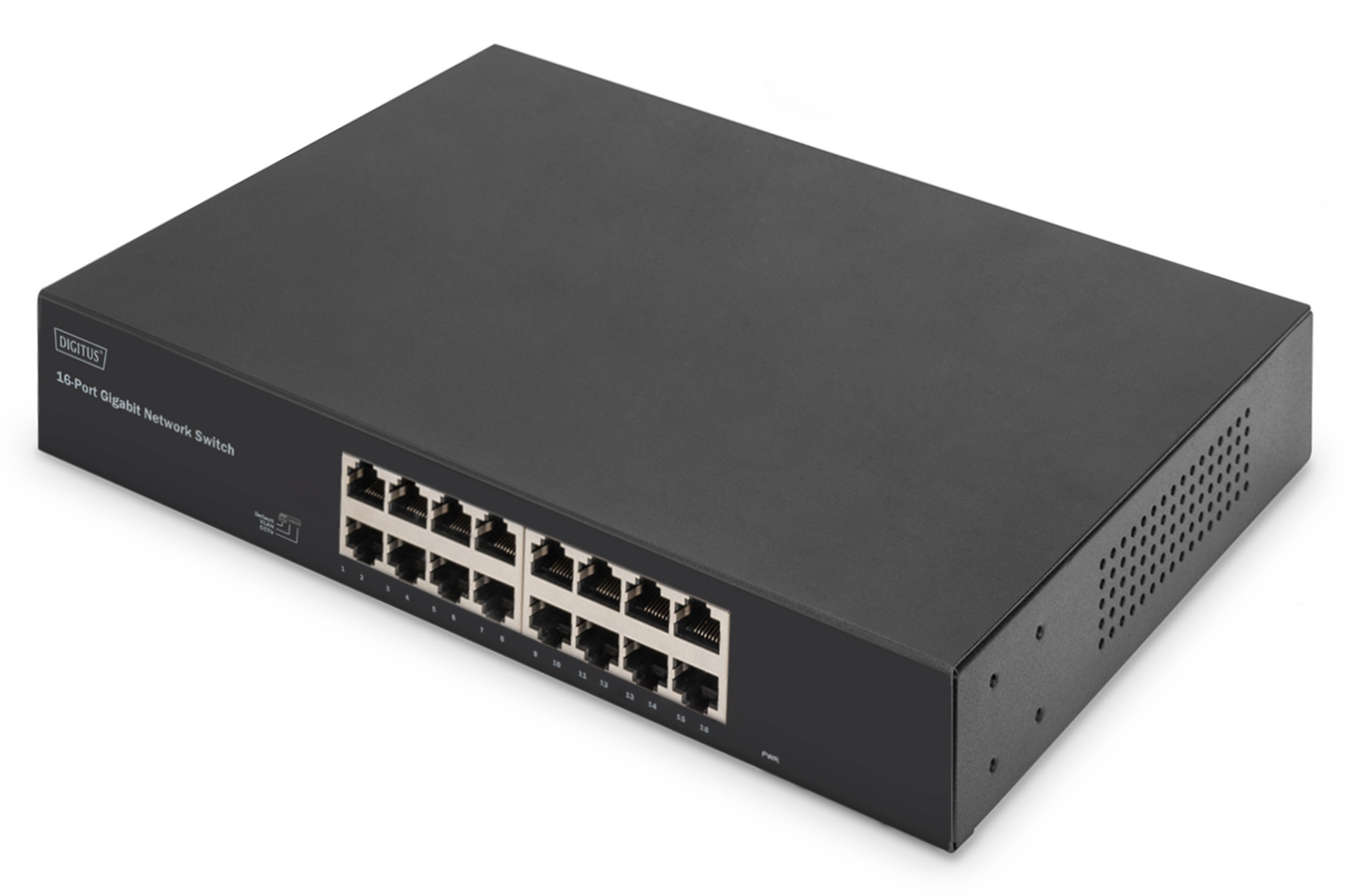 16-poorts gigabitswitch, 19 inch, onbeheerd