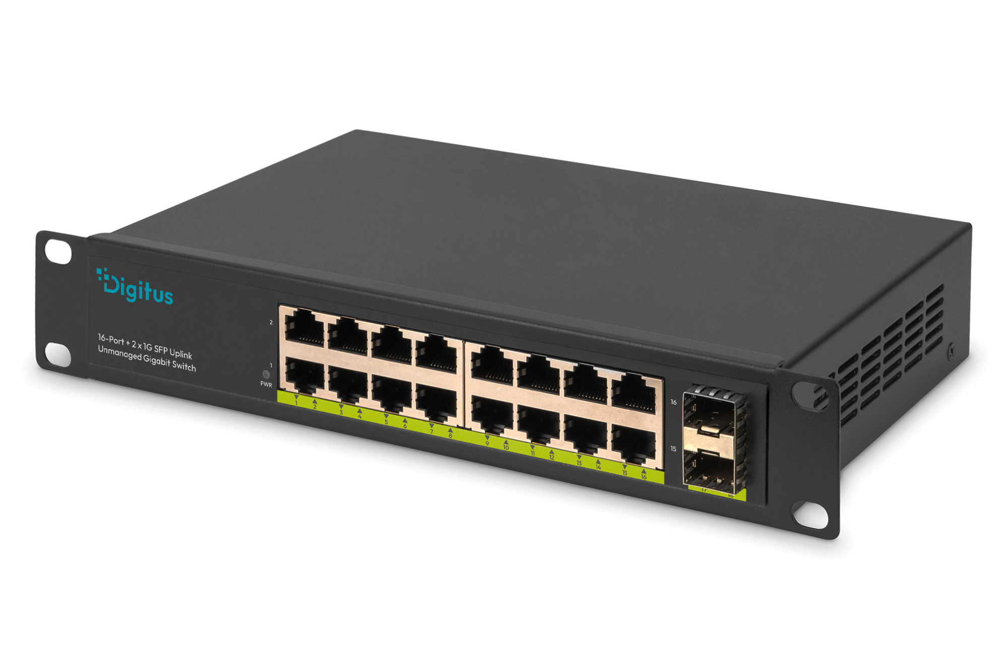 10" Gigabit 16-poorts onbeheerde switch met 2× 1G SFP