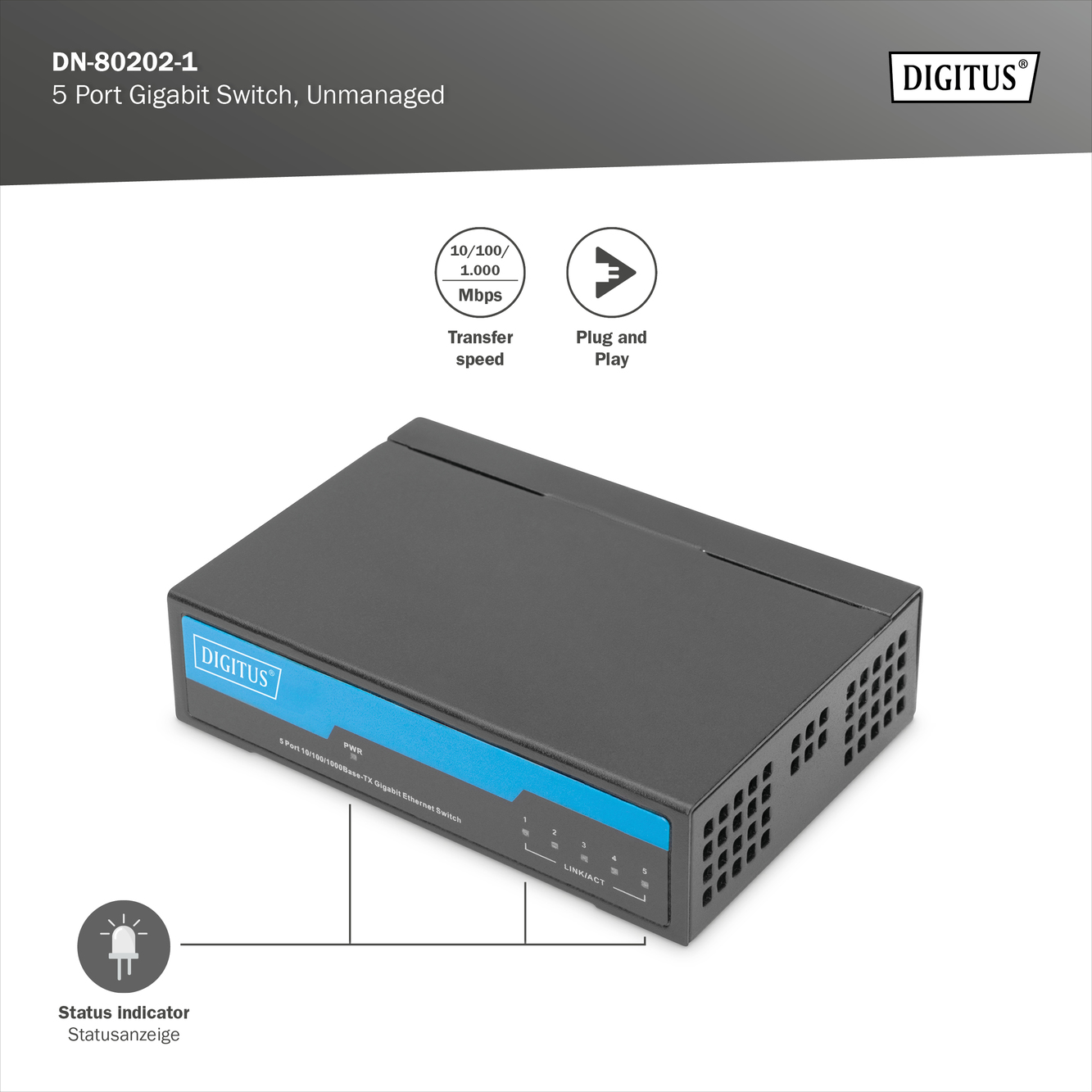 5-poorts gigabitswitch, onbeheerd - Afbeelding 6