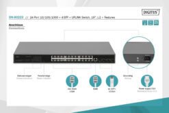 24-poorts 10/100/1000 + 4SFP+ UPLINK switch, 19", L2+ features - Afbeelding 4