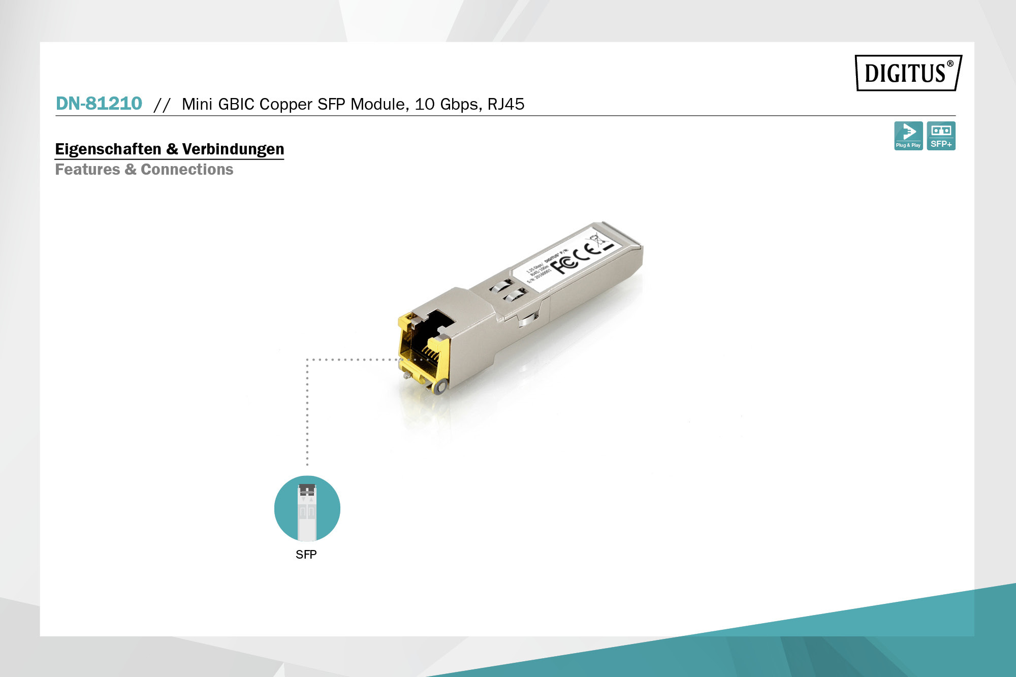 Mini GBIC koper SFP module, 10 Gbps, RJ45 - Afbeelding 8