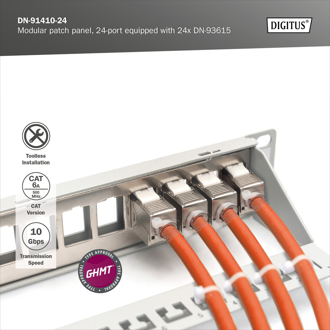 Modulair patchpaneel, 24-poorts, uitgerust met 24x DN-93615 - Afbeelding 4