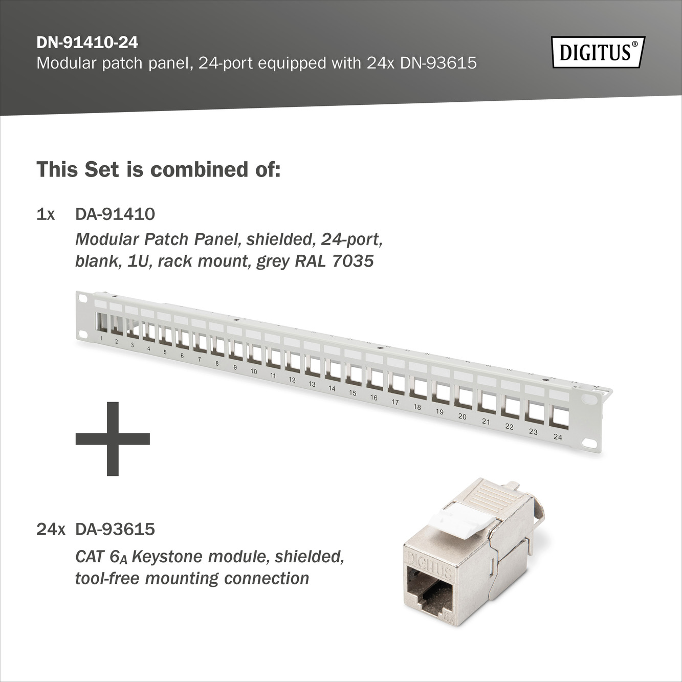 Modulair patchpaneel, 24-poorts, uitgerust met 24x DN-93615 - Afbeelding 5