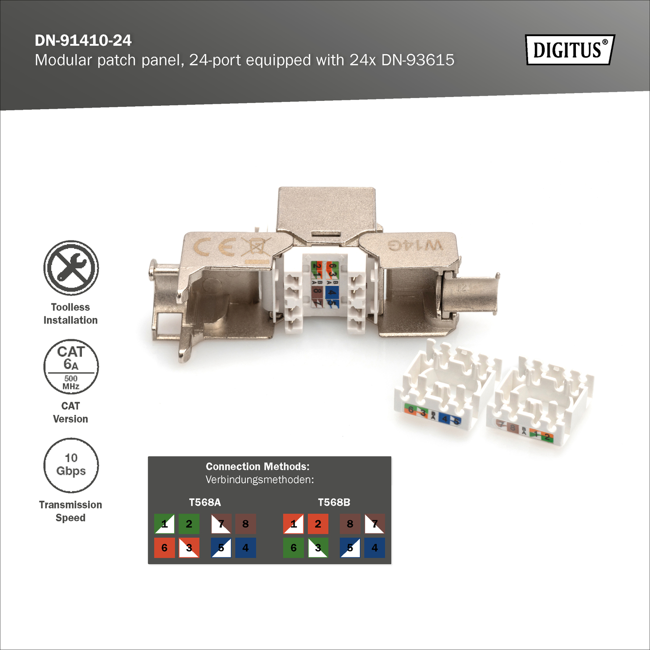 Modulair patchpaneel, 24-poorts, uitgerust met 24x DN-93615 - Afbeelding 6