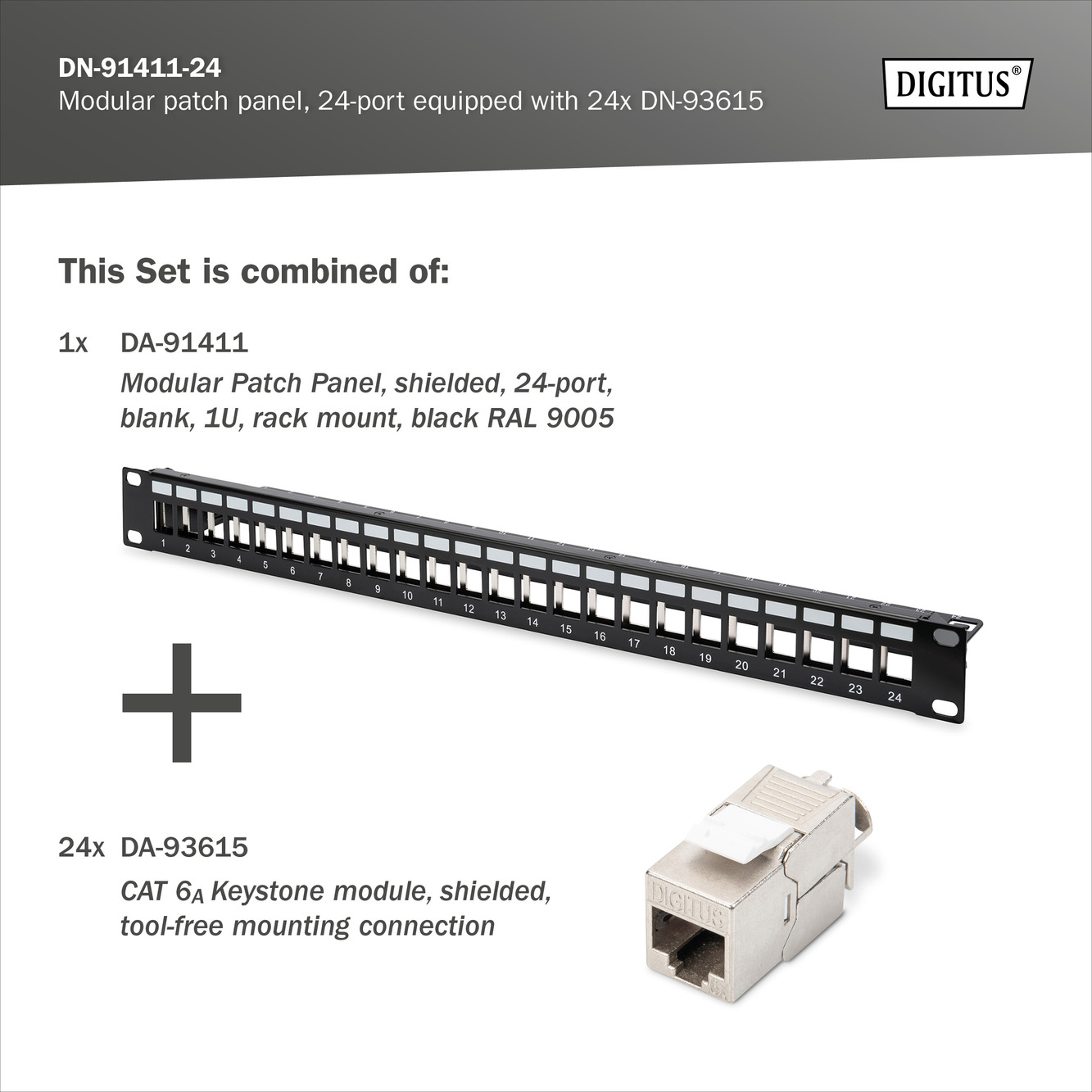 Modulair patchpaneel, 24-poorts uitgerust met 24x DN-93615 - Afbeelding 6