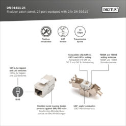 Modulair patchpaneel, 24-poorts uitgerust met 24x DN-93615 - Afbeelding 4