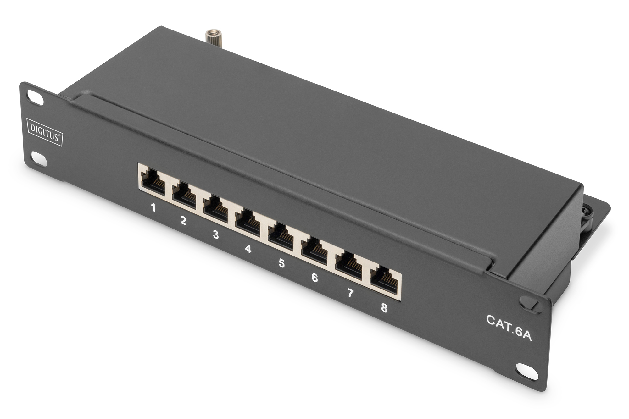 CAT 6A, klasse E patchpaneel, afgeschermd, zwart