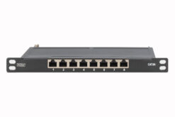 CAT 6A Slim Patch Panel, afgeschermd, 8-poorts, 0,5 HE, 10", zwart - Afbeelding 4
