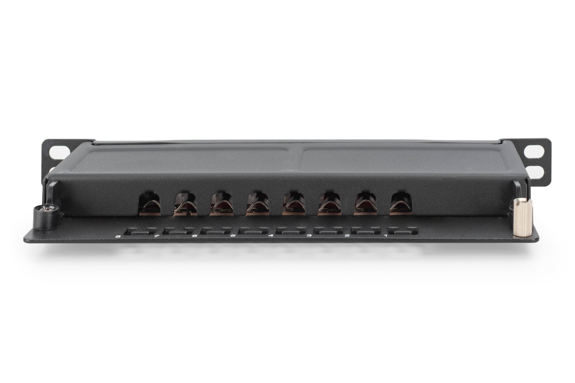 CAT 6A Slim Patch Panel, afgeschermd, 8-poorts, 0,5 HE, 10", zwart - Afbeelding 5