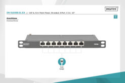 CAT 6A Slim Patch Panel, afgeschermd, 8-poorts, 0,5 HE, 10", zwart - Afbeelding 6