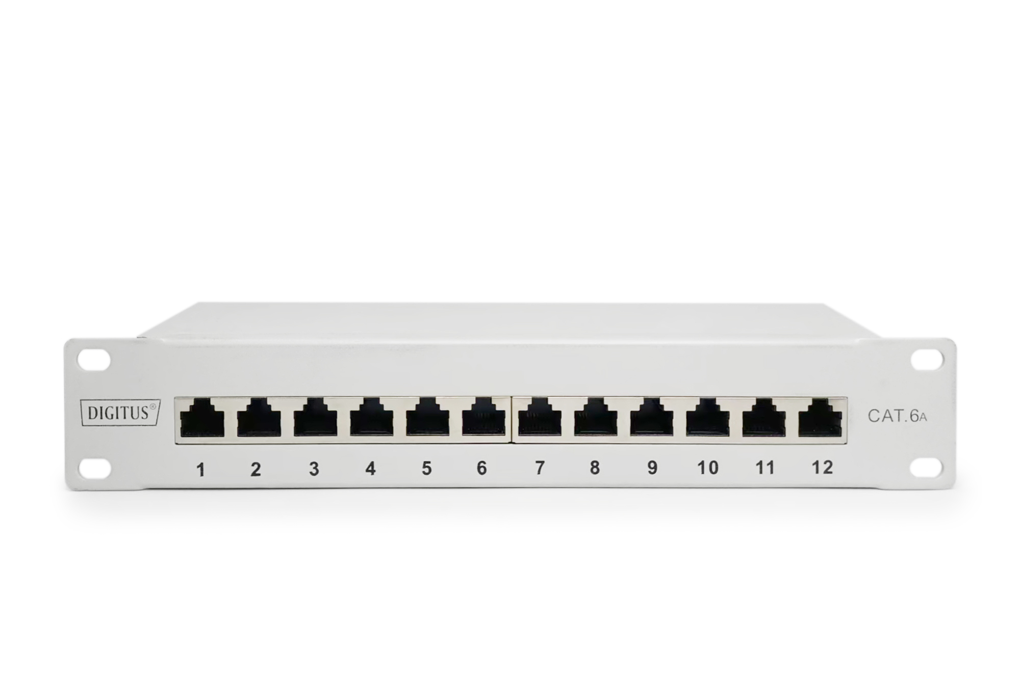 CAT 6A patchpaneel, afgeschermd, 12-poorts, 1HE, 10", grijs - Afbeelding 2