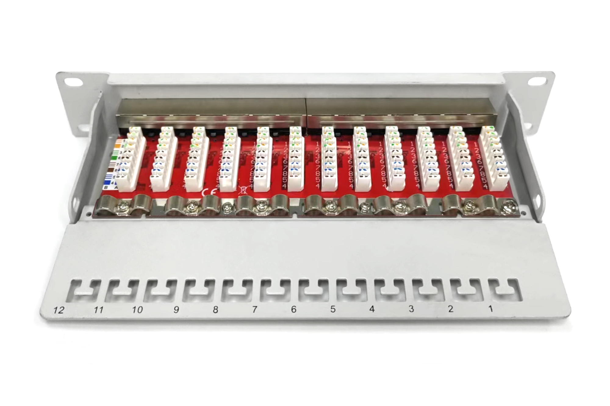 CAT 6A patchpaneel, afgeschermd, 12-poorts, 1HE, 10", grijs - Afbeelding 4