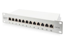 CAT 6A patchpaneel, afgeschermd, 12-poorts, 1HE, 10", grijs