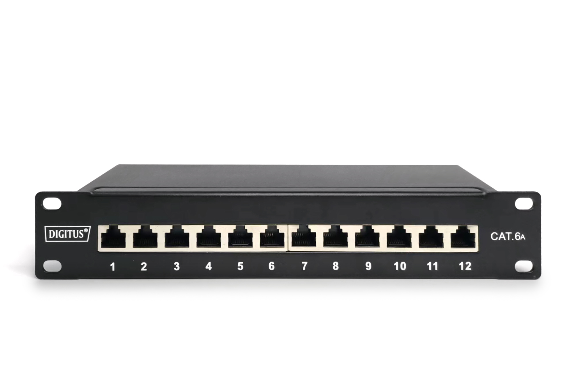 CAT 6A patchpaneel, afgeschermd, 12-poorts, 1HE, 10", zwart - Afbeelding 2