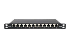 Alternative view of CAT 6A Slim Patch Panel, afgeschermd, 12-poorts, 0,5 HE, 10", zwart