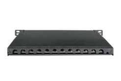 CAT 6A Slim Patch Panel, afgeschermd, 12-poorts, 0,5 HE, 10", zwart - Afbeelding 3