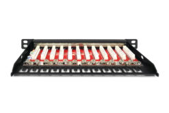 CAT 6A Slim Patch Panel, afgeschermd, 12-poorts, 0,5 HE, 10", zwart - Afbeelding 4