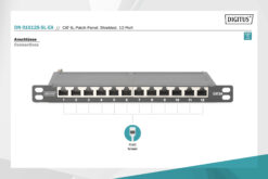 CAT 6A Slim Patch Panel, afgeschermd, 12-poorts, 0,5 HE, 10", zwart - Afbeelding 5