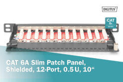 CAT 6A Slim Patch Panel, afgeschermd, 12-poorts, 0,5 HE, 10", zwart - Afbeelding 7
