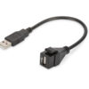USB 2.0 Keystone-module met 16 cm kabel (socket/stekker)