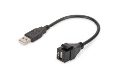 USB 2.0 Keystone-module met 16 cm kabel (socket/stekker)