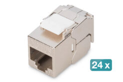 CAT 6A compacte keystone module, afgeschermd, installatieverbinding zonder gereedschap. 24 stuks.