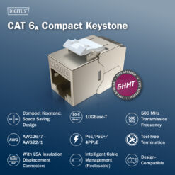 CAT 6A compacte keystone module, afgeschermd, installatieverbinding zonder gereedschap. 8 stuks. - Afbeelding 6