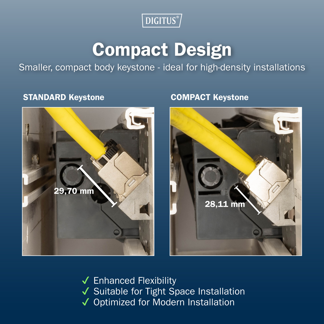 CAT 6A compacte keystone module, afgeschermd, installatieverbinding zonder gereedschap. 8 stuks. - Afbeelding 7