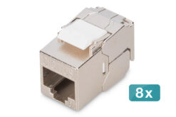 CAT 6A compacte keystone module, afgeschermd, installatieverbinding zonder gereedschap. 8 stuks.