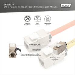 CAT 6A Keystone module, afgeschermd met intelligente kabelmanager - 4 st. - Afbeelding 6
