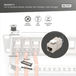 CAT 6A Keystone module, afgeschermd met intelligente kabelmanager - 4 st. - Afbeelding 8