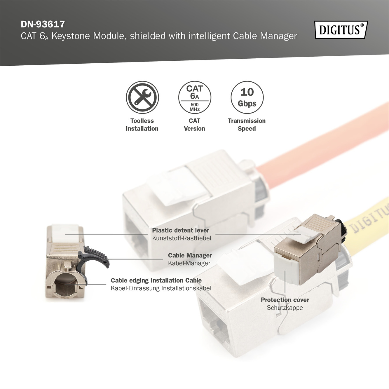CAT 6A Keystone module, afgeschermd met intelligente kabelmanager - Afbeelding 9