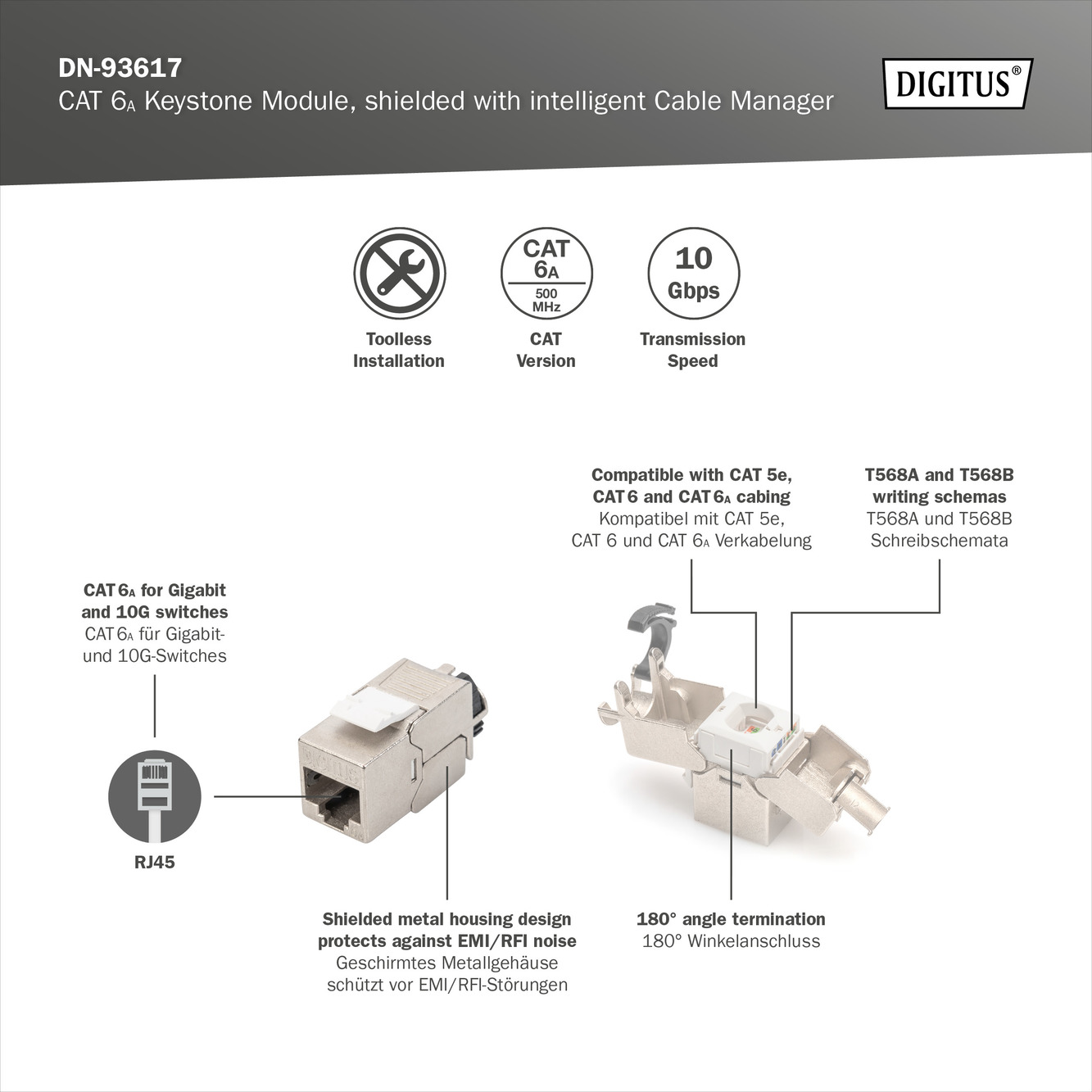 CAT 6A Keystone module, afgeschermd met intelligente kabelmanager - Afbeelding 11