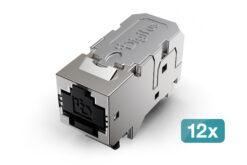 CAT6A Premium PVP-componenten, gecertificeerde Keystone-module, afgeschermd, 12 stuks