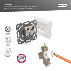 Frontpaneel en inbouwframe voor multimedia met 2 x DN-93615-S Keystone-modules - Afbeelding 4