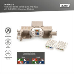 Frontpaneel en inbouwframe voor multimedia met 2 x DN-93615-S Keystone-modules - Afbeelding 5