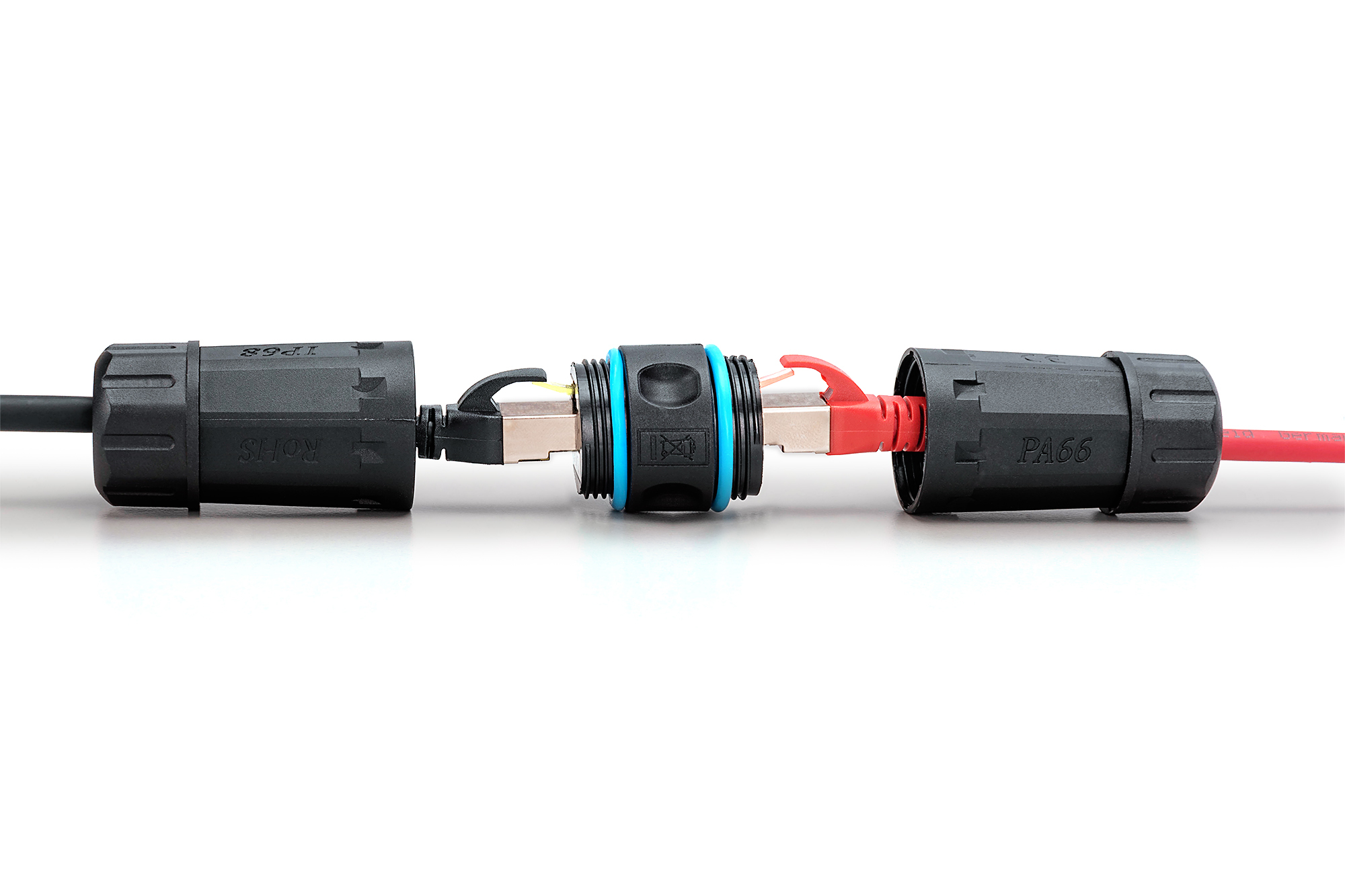 CAT 6A buitenaansluiting, beschermingsklasse IP68, RJ45 naar RJ45 aansluiting - Afbeelding 3