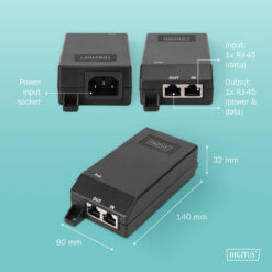 Gigabit Ethernet PoE+ injector, 802.3at, 30 W - Afbeelding 8