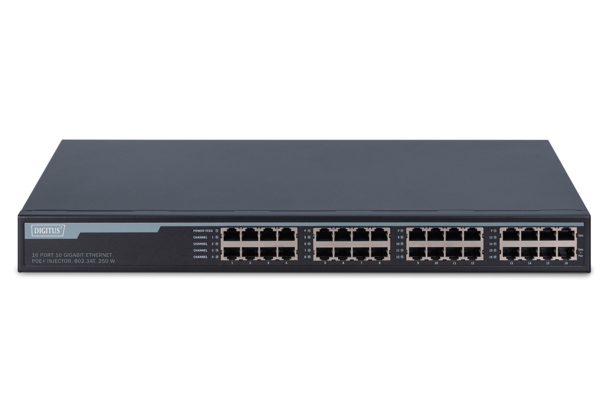 16-poorts 10G Ethernet PoE+ injector, 802.3at, 250 W - Afbeelding 3