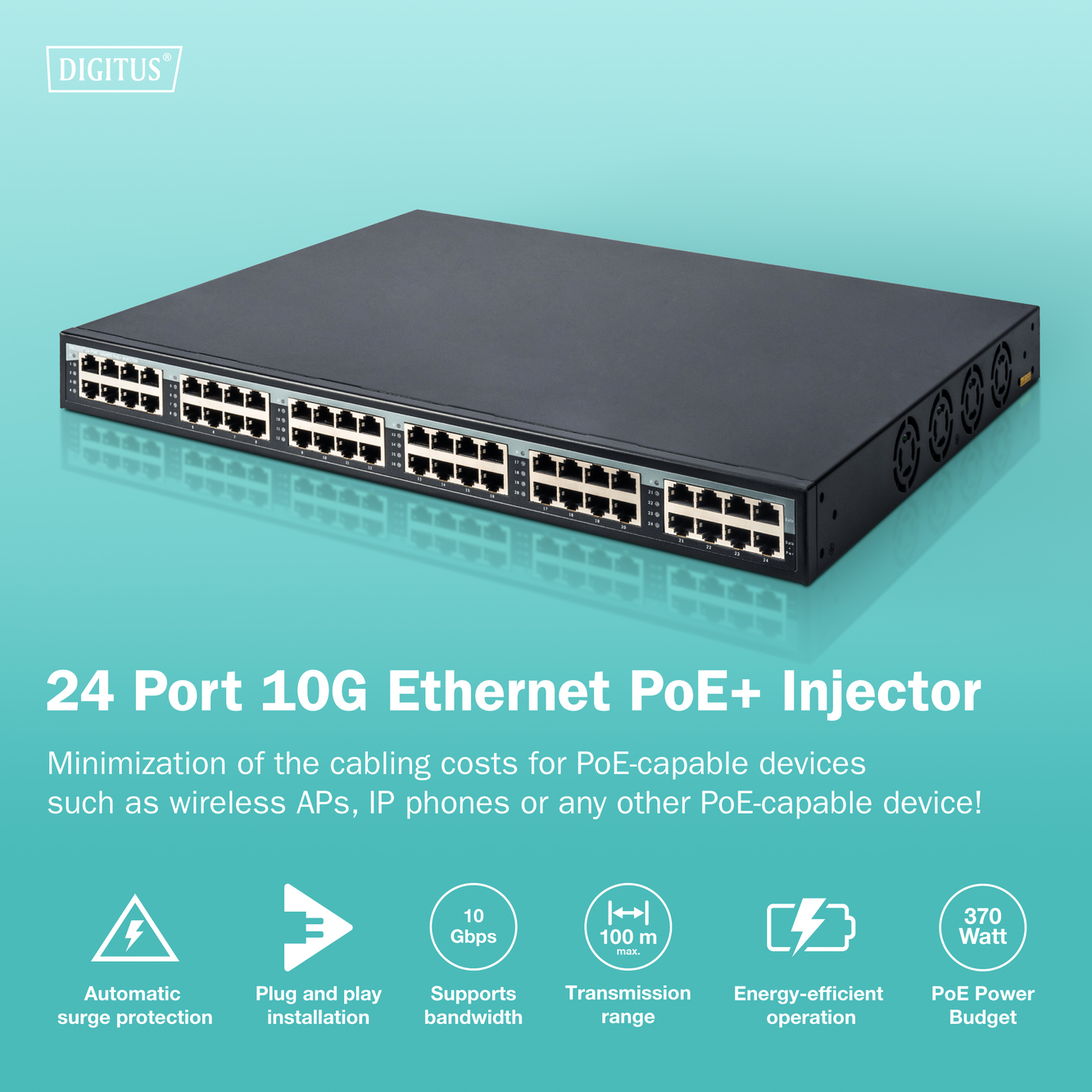 24-poort 10G PoE+ injector - Afbeelding 5
