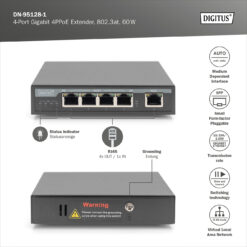 4-poorts Gigabit 4PPoE extender, 802.3at, 60 W - Afbeelding 7