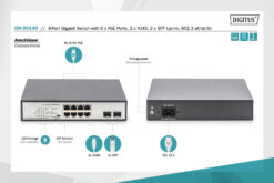 8-poorts Gigabit PoE netwerkswitch, desktop, onbeheerd, 2 uplink poorten, SFP, 180 W, af/at/bt - Afbeelding 5