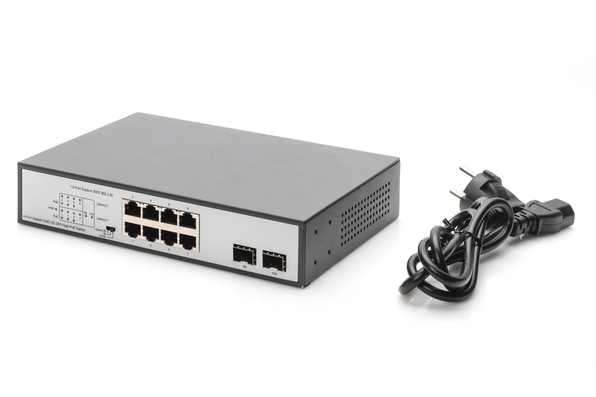 8-poorts Gigabit PoE netwerkswitch, desktop, onbeheerd, 2 uplink poorten, SFP, 180 W, af/at/bt - Afbeelding 6