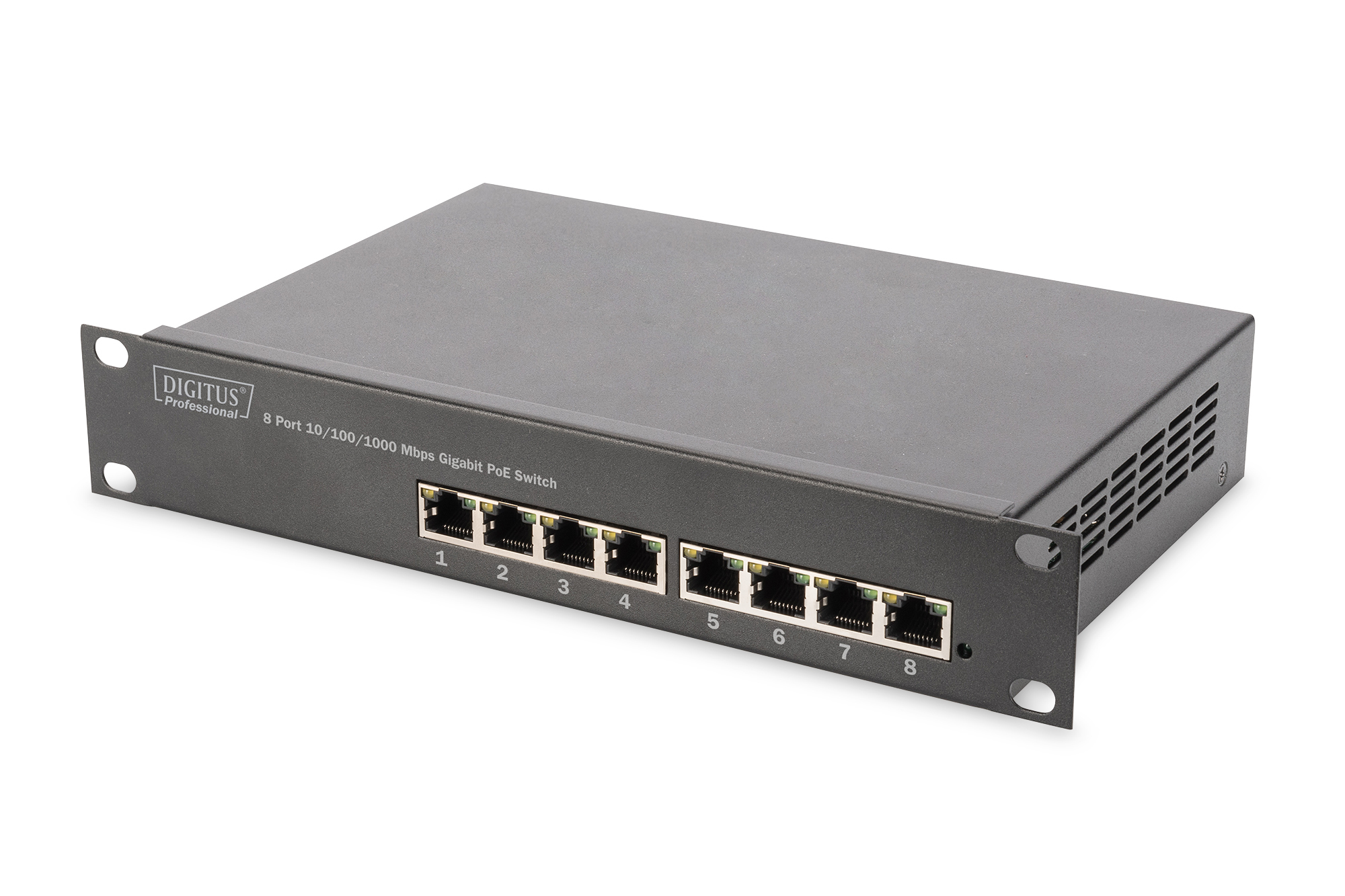 Gigabit Ethernet PoE-switch, 8 PoE+-poorten, 10 inch, PoE-budget tot 80 W