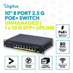 10" 2,5G 8-poorts onbeheerde PoE+-switch met 1× 10G SFP+ - Afbeelding 4